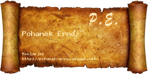 Pohanek Ernő névjegykártya